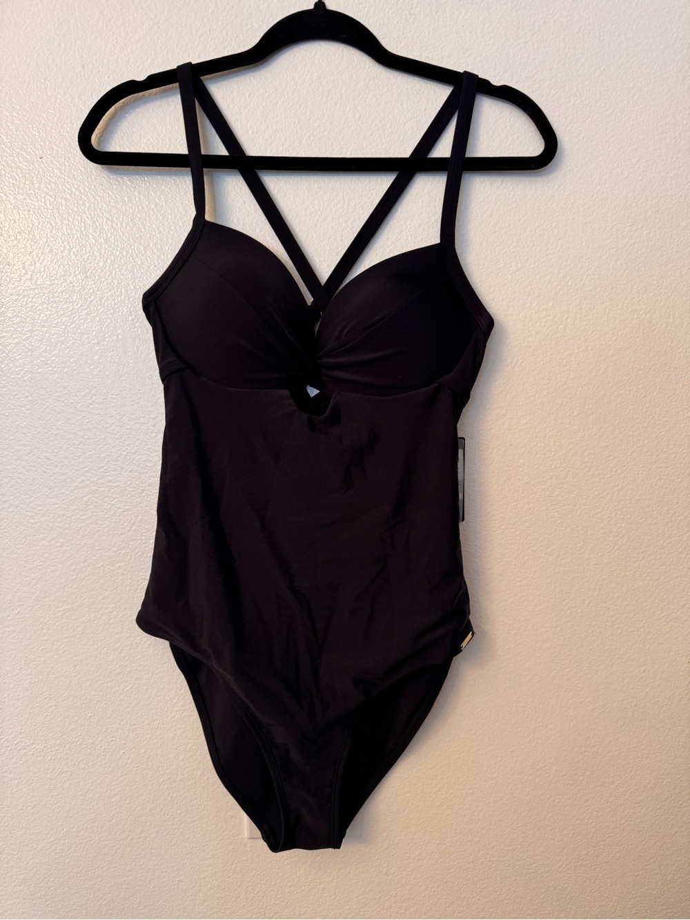 NWT RELLECIGA Black One Piece Swimsuit Size M Strappy